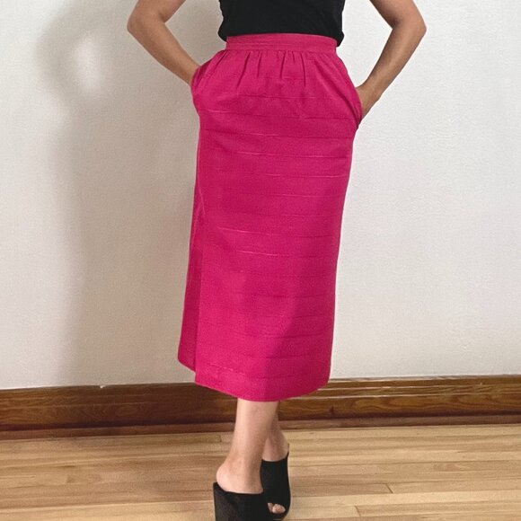 Vintage 90's Pink Midi Pencil Skirt - Size XS - Picture 9 of 13